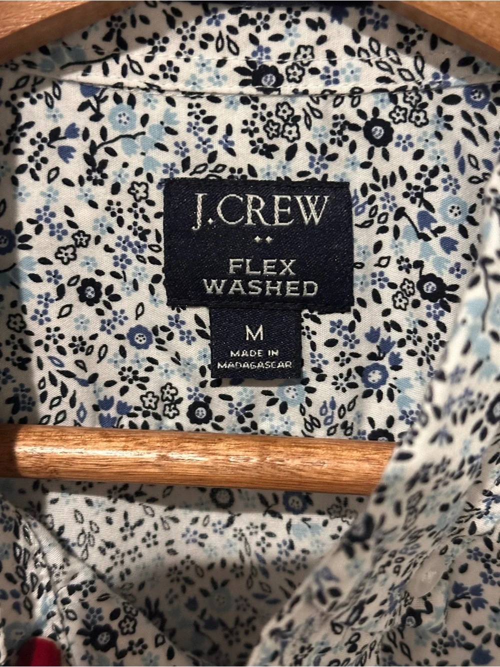 J. Crew Men's White Shirt with Blue Floral Print